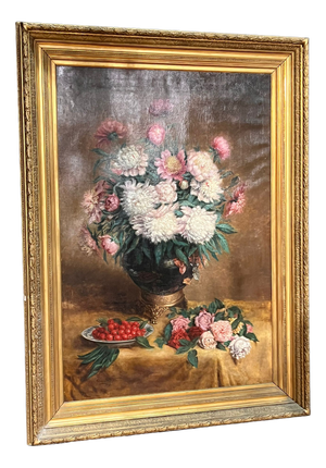 Floral Still Life, 1891, Large Oil on Canvas