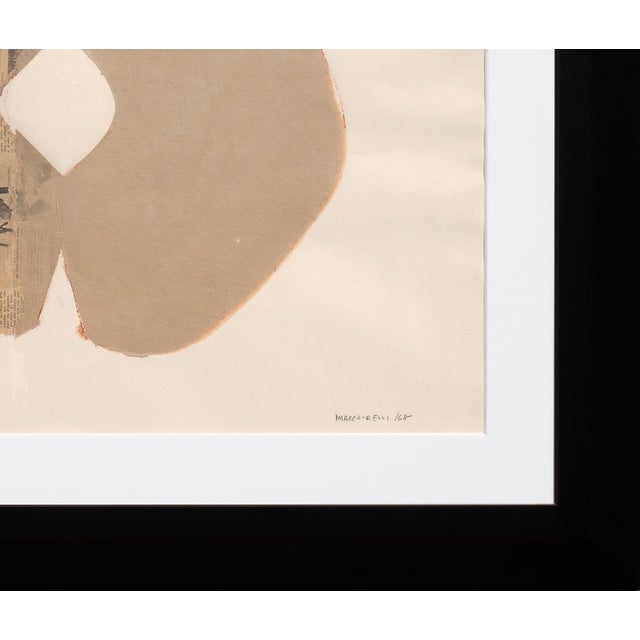 Brown Conrad Marca-Relli "Ibiza" Brown and Neutral-Toned Abstract Minimalist News Print Collage Ed. 12/35, 1968 For Sale - Image 8 of 11