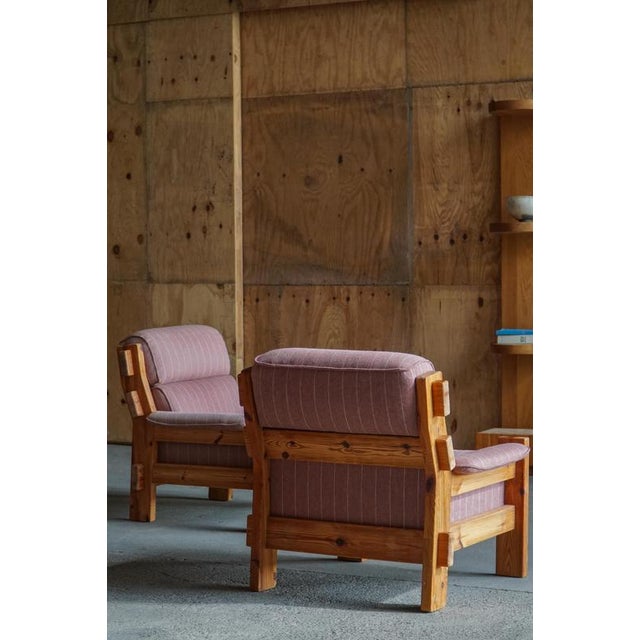 1970s Danish Modern Lounge Chairs in Pine and Wool from Christian IV, 1970s, Set of 2 For Sale - Image 5 of 16