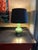 Vintage Mid-Century Modern Green Hobnail Ceramic Table Lamp With Black & Gold Shade For Sale In Wichita - Image 6 of 6