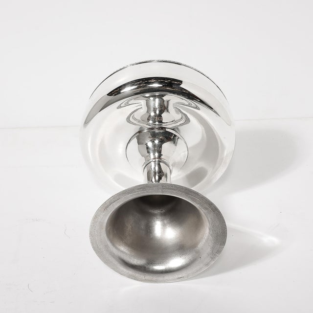 Mid-Century Modernist Greek Key Sterling Plated Footed Bowl Signed Sheffield For Sale - Image 9 of 12