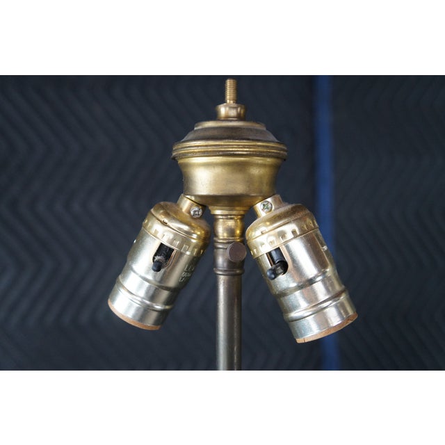 Mid 20th Century Mid 20th Century Mid Century Modern Chinese Pewter Brass Overlay Vase Urn Buffet Lamps Chinoiserie - a Pair For Sale - Image 5 of 14