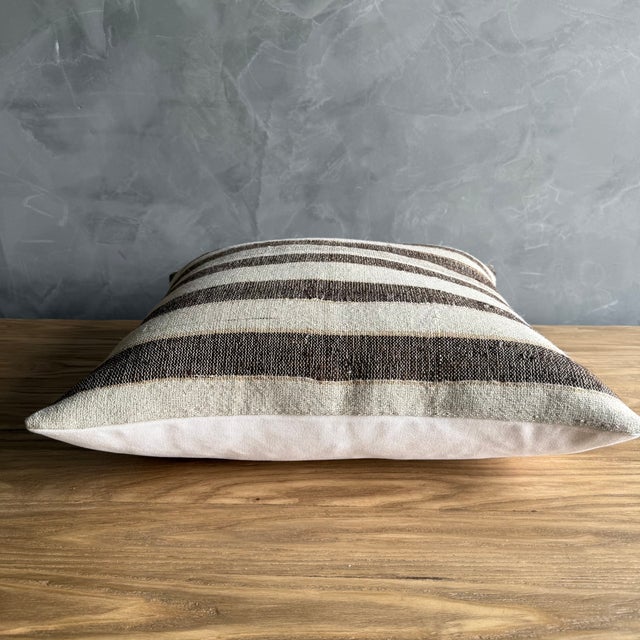 Mid-Century Modern Vintage Rug Pillow Cover With Stripes For Sale - Image 3 of 8