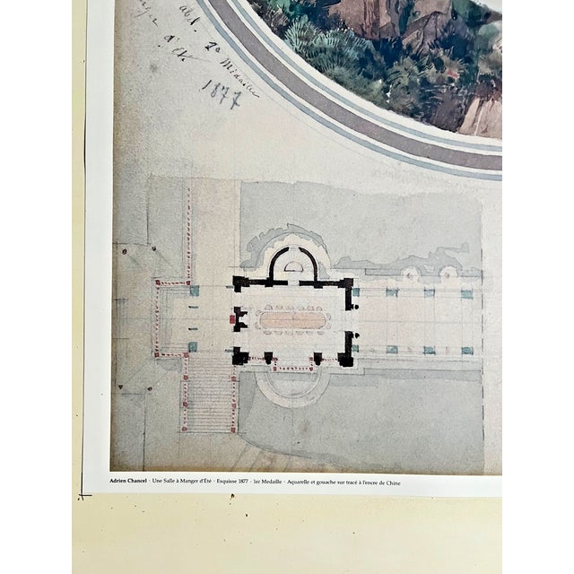 Ornamental & Decorative Materials Large Framed Adrien Chancel “Une Salle À Manger D’Été” Architectural Print, 1990 For Sale - Image 7 of 7