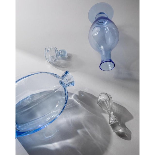 Vintage Blue Murano Glass Decanters with Stoppers, Italy, 1940s, Set of 2 For Sale - Image 6 of 11