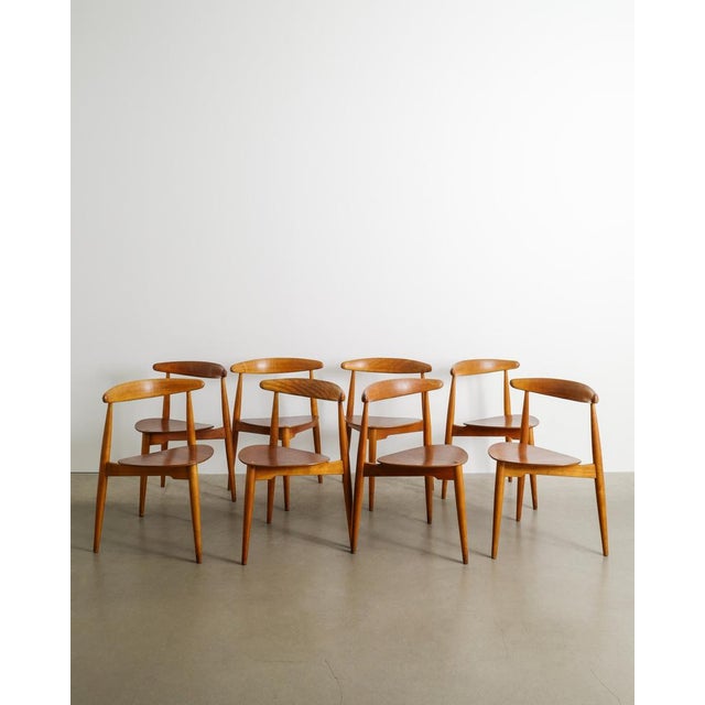Danish Mid-Century Wooden FH 4103 / Heart Dining Chairs by Hans J Wegner for Fritz Hansen, 1950s, Set of 8 For Sale - Image 11 of 11