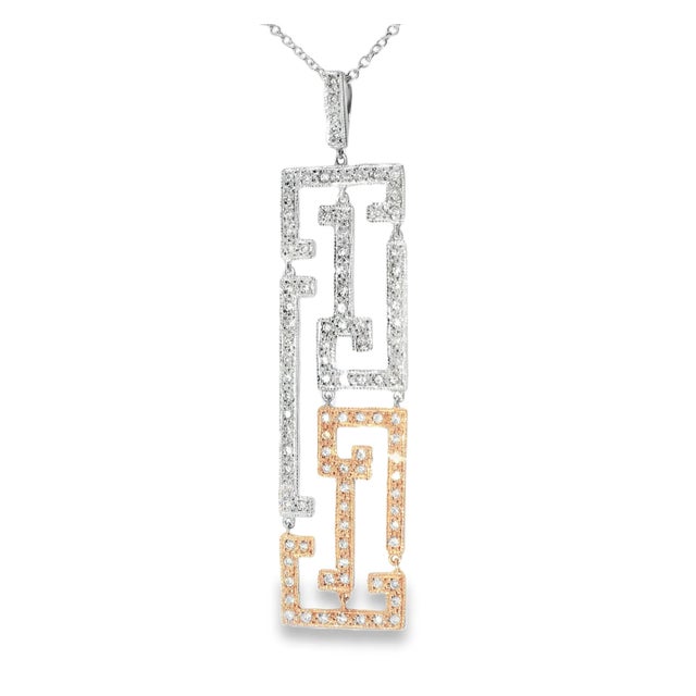 14K White & Rose Gold Diamond Station Lariat Necklace Stunning 14K White & Rose Gold Diamond Station Lariat Necklace...