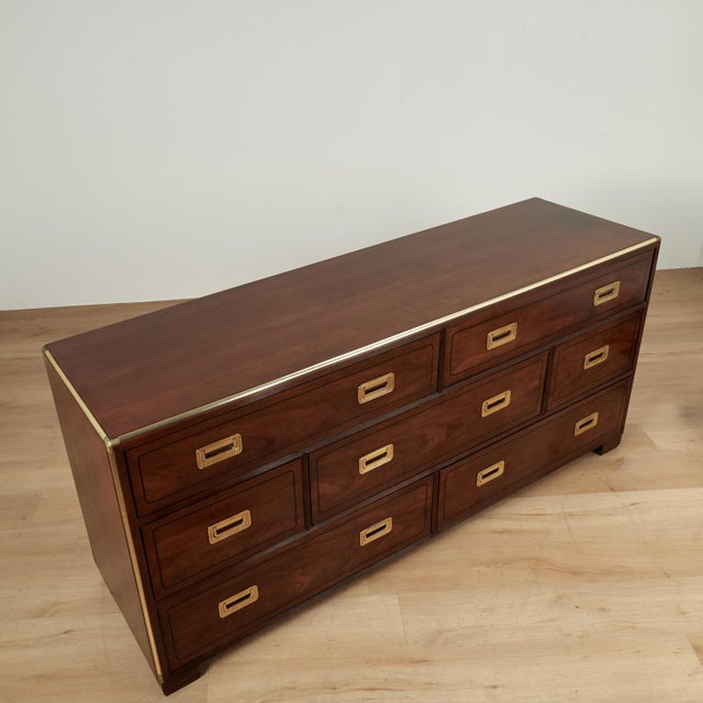 Vintage Campaign Style Chest or Dresser by Baker For Sale - Image 9 of 17