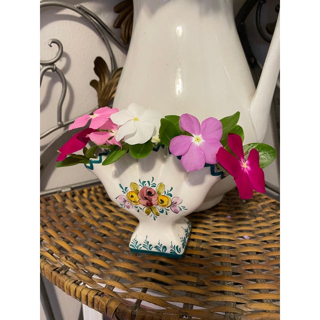 Mid 20th Century Portuguese Petite Majolica Five Finger Tulip Vase Tulipiere For Sale - Image 15 of 17