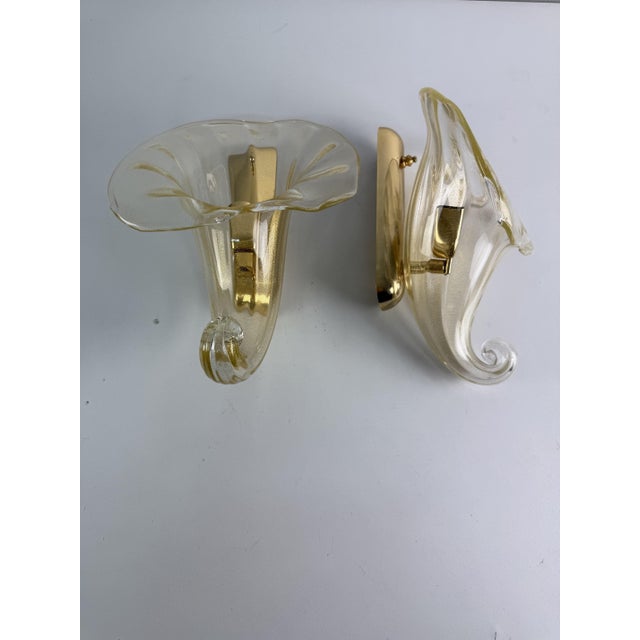 Murano Glass Cornucopia Wall Lamps, 1960s, Set of 2 For Sale - Image 11 of 16