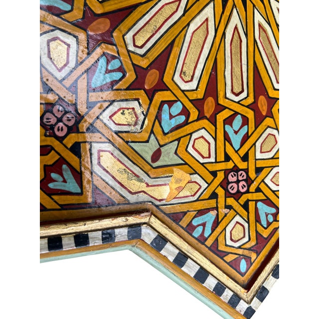 Moroccan Star Shaped Hand Painted Side Tables a Pair For Sale - Image 16 of 17