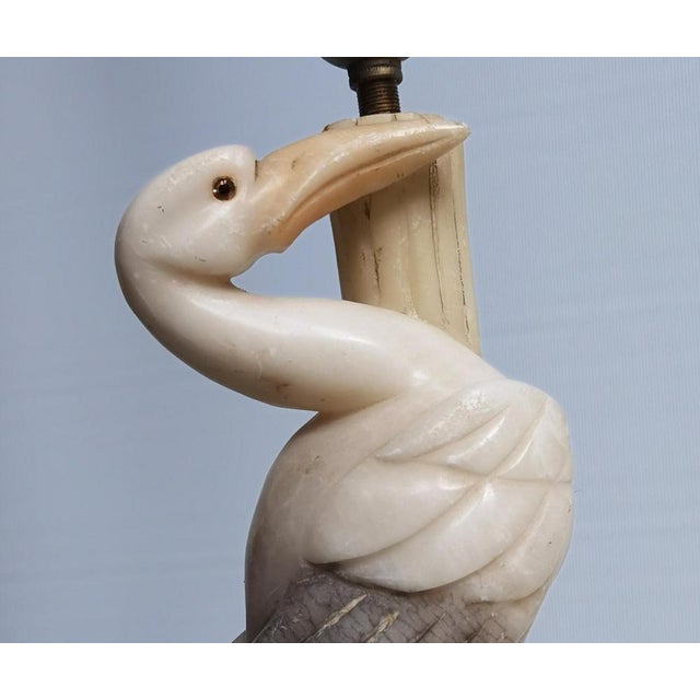 Mid-Century Modern Mid‑century Modern Italian Alabaster Heron Table Lamp For Sale - Image 3 of 6