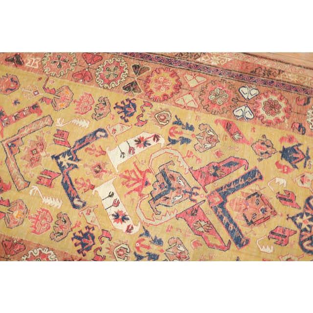 Zabihi Collection 19th Century Gold Persian Soumac Flatweave - 5'7" x 8'3" For Sale - Image 10 of 11