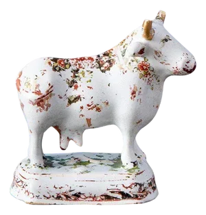 Dutch Delft Polychrome Cow, 18th Century
