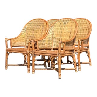 Vintage Coastal McGuire Cane Dining Chairs - Set of 4 For Sale
