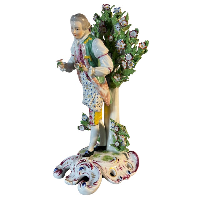 Ceramic Antique Edme Samson Chelsea Style Porcelain Gentleman Figurine For Sale - Image 7 of 17