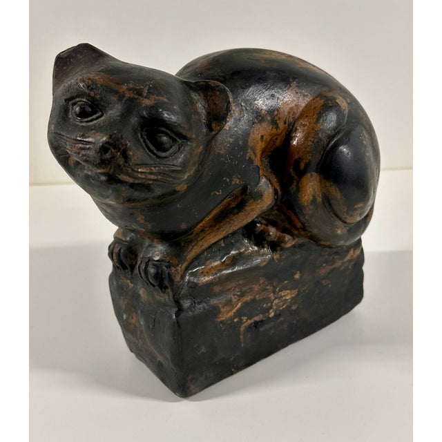 Late 19th Century Mystical Creature of the Ancient Cat in Clay, China 1880 For Sale - Image 5 of 11