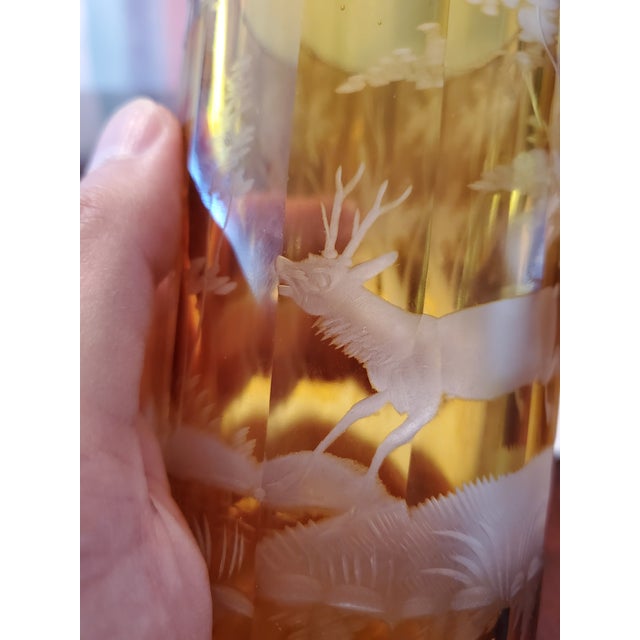 Antique Bohemian Glass Moser Deer Goblet For Sale In Boston - Image 6 of 12