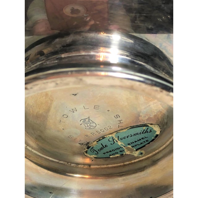 Mid-Century Modern Vintage Towle Silver Plate and Mint Green Enamel Bowl For Sale - Image 3 of 6