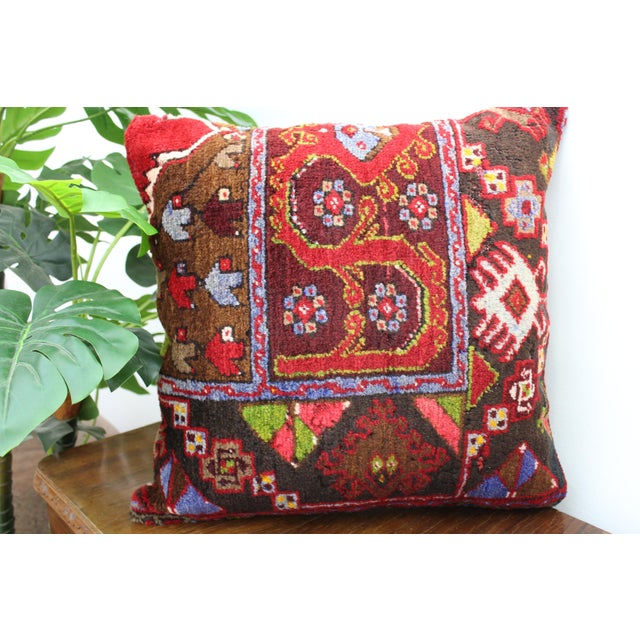 Ruby Red Turkish Decorative Pillow Cover - 19"x19" For Sale - Image 8 of 12