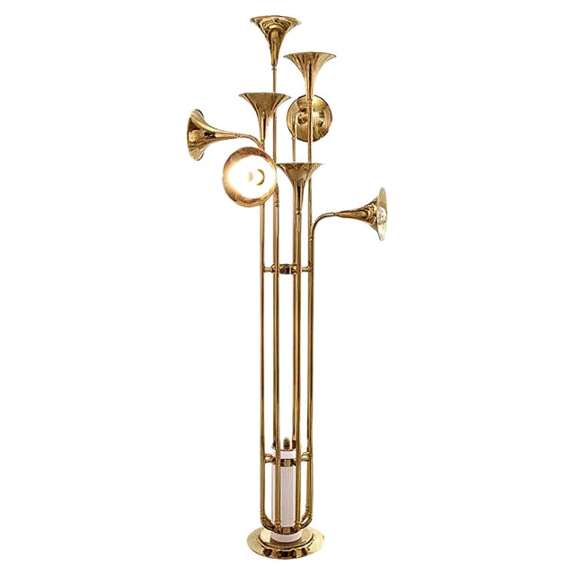 Floor Lamp in Gold and Brass For Sale