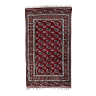 1960s, Vintage Uzbek Bukhara Rug 4' X 7' For Sale