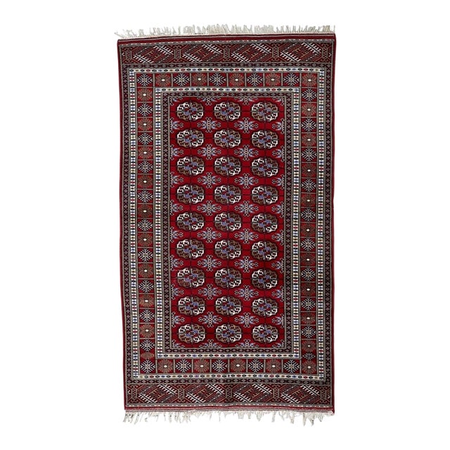 1960s, Vintage Uzbek Bukhara Rug 4' X 7' For Sale