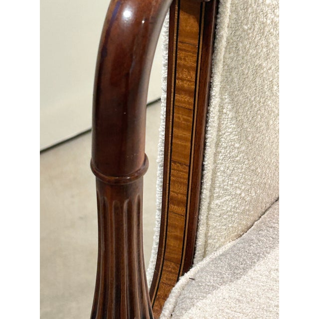 Antique Club Chair With Cream Boucle Upholstery For Sale - Image 4 of 10