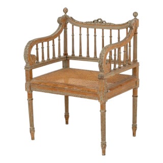 Louis XVI Style Cane Paneled Seat Fauteuil For Sale