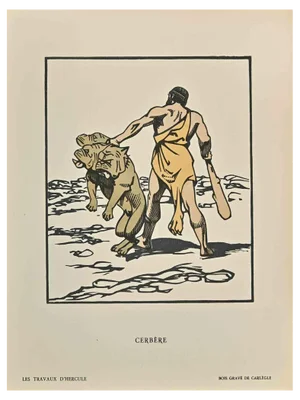 Carlège, Cerbère, Original Woodcut Print, Early 20th Century
