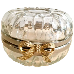 Glass Box With Silver Plate Trim and Brass Closure