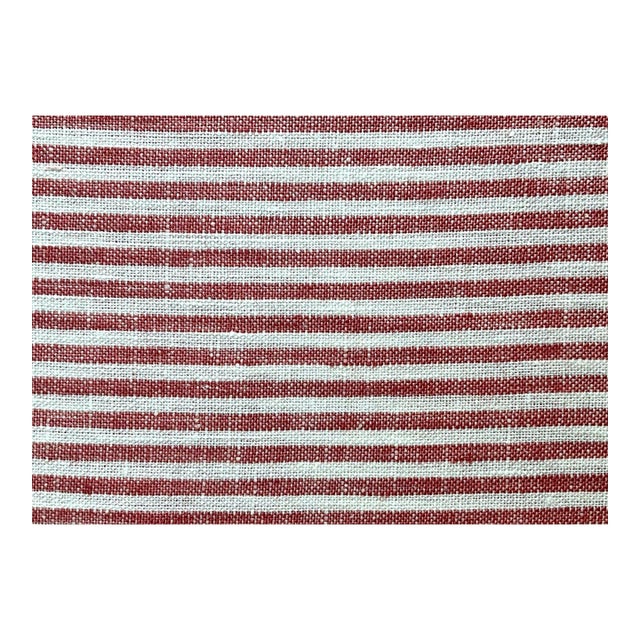 Plum Textiles Breton Ticking Red Linen For Sale