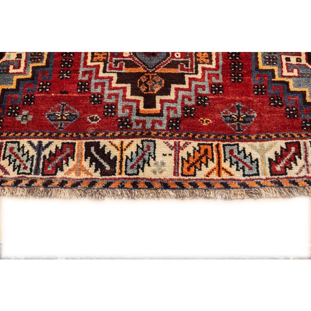 Vintage Hand-Knotted Persian Qashqai Rug 5'9" X 8'5" For Sale - Image 9 of 16