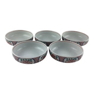 Japanese Imari Porcelain Serving Bowls, Collection of 5 Hand Painted Imari Serving Bowls For Sale