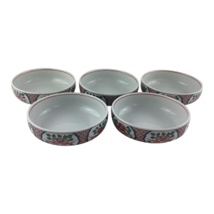 Japanese Imari Porcelain Serving Bowls, Collection of 5 Hand Painted Imari Serving Bowls