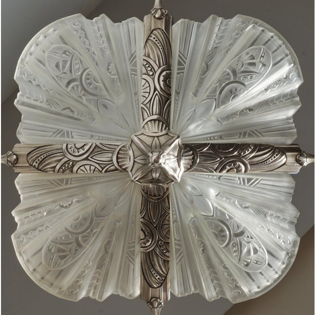 Silver French Art Deco Chandelier by Jamain & Frontisi 1930 France For Sale - Image 8 of 14