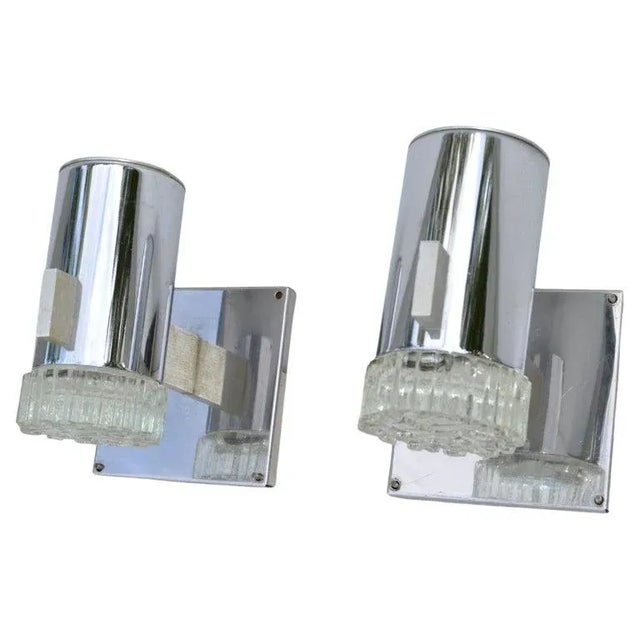 Pair, Gaetano Sciolari Italian Chrome & Cut Glass Sconces, Wall Lamps For Sale - Image 13 of 13