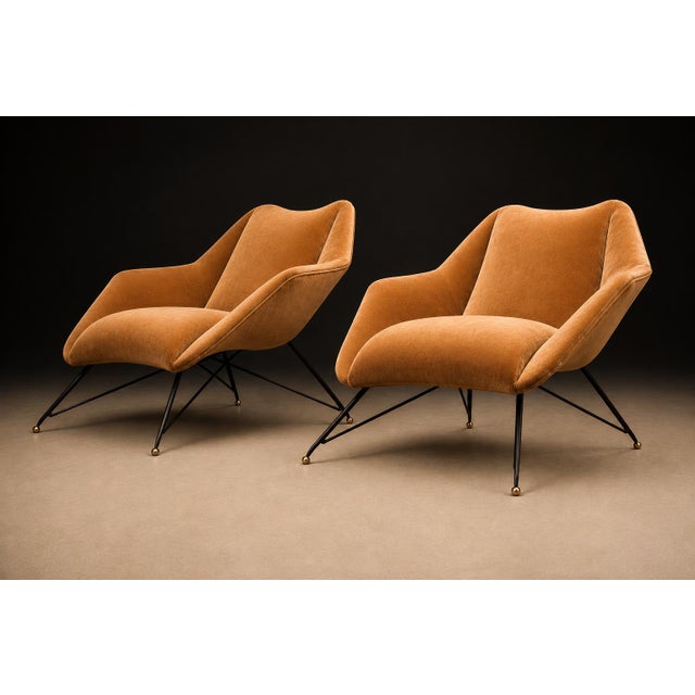 Brazilian Modern “Concha” Armchairs in Iron and Burnt Caramel Mohair by Carlo Hauner, Brazil, 1950s For Sale In New York - Image 6 of 18