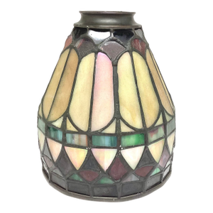 1990s Small Tiffany Style Slag Glass Lamp Shade Multicolor