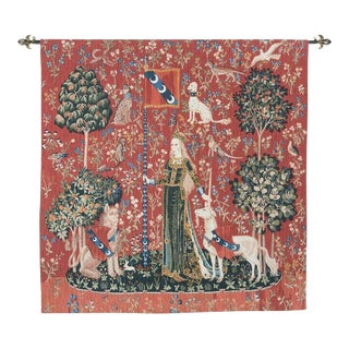 Lady With the Unicorn - Touch Silkscreen Tapestry - 136 X 132 Cm (4'6" X 4'4") Without Loops - Requires Rod Size 4 For Sale