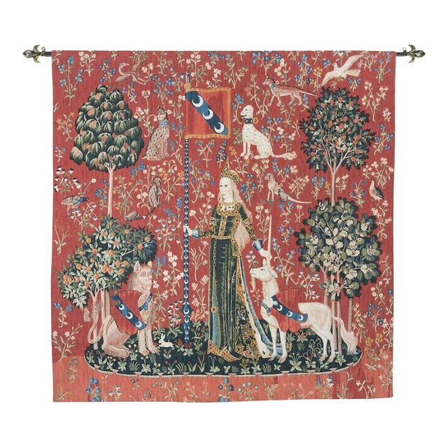 Lady With the Unicorn - Touch Silkscreen Tapestry - 136 X 132 Cm (4'6" X 4'4") Without Loops - Requires Rod Size 4 For Sale