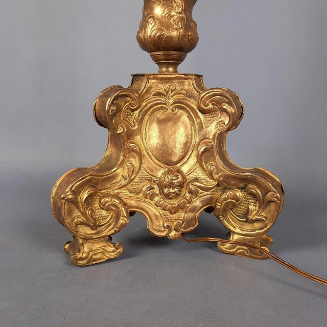 Antique Table Lamp in Wood and Brass, 1890s For Sale - Image 14 of 18