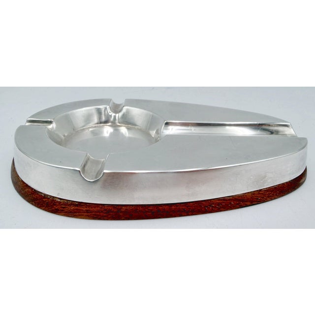 1960s Alfred Dunhill English Silver-Plated Service Ashtray and Cigar Tray Constructed in two pieces, the lift silver-...