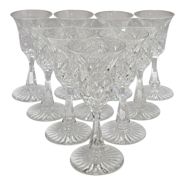 Set of 10 Antique Baccarat French Crystal Cordials Wine Stems For Sale