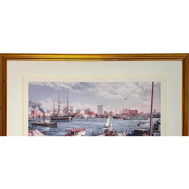 1980s Paul McGehee Signed Limited Edition Jacksonville Maritime Art Print Framed 1985 For Sale - Image 5 of 14