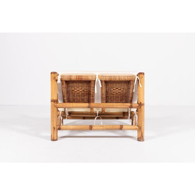 Italian Modern Bamboo & Wicker Bench, 1970s For Sale - Image 13 of 15