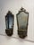 Pair of vintage hanging bronze and iron mirror planters supported by gilded acanthus leaves and gilt fleur-de-lis at...