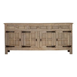 1970s French Primitive Oak Buffet With Iron Hardware For Sale