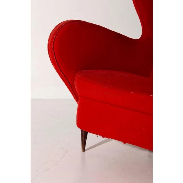 Mid-Century Modern Red Sofa by Guglielmo Veronesi, 1950s For Sale - Image 3 of 6