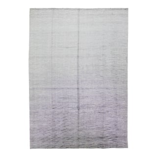 2010s Contemporary Handmade Gray Wool & Silk Rug With Abstract Pattern For Sale